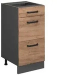 Vicco K&uuml;chenunterschrank, Honigeiche, Anthrazit, Holzwerkstoff, 3 F&auml;cher, 3