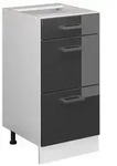 Vicco K&uuml;chenunterschrank, Schwarz Hochglanz, Wei&szlig;, Holzwerkstoff, 3 F&auml;cher, 3