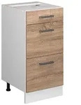 Vicco K&uuml;chenunterschrank, Sonoma Eiche, Wei&szlig;, Holzwerkstoff, 3 F&auml;cher, 3