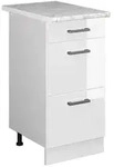 Vicco K&uuml;chenunterschrank, Wei&szlig; Hochglanz, Wei&szlig;, Holzwerkstoff, 3 F&auml;cher, 3