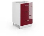 Vicco K&uuml;chenunterschrank, Bordeaux, Wei&szlig;, Holzwerkstoff, 3 F&auml;cher, 3...