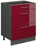Vicco K&uuml;chenunterschrank, Rot, Anthrazit, Holzwerkstoff, 3 F&auml;cher, 3...