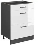 Vicco K&uuml;chenunterschrank, Wei&szlig; Hochglanz, Anthrazit, Holzwerkstoff, 3...