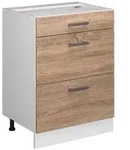 Vicco K&uuml;chenunterschrank, Sonoma Eiche, Wei&szlig;, Holzwerkstoff, 3 F&auml;cher, 3