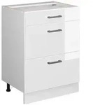 Vicco K&uuml;chenunterschrank, Wei&szlig;, Wei&szlig; Hochglanz, Holzwerkstoff, 3 F&auml;cher, 3
