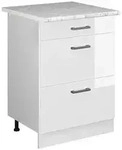 Vicco K&uuml;chenunterschrank, Wei&szlig; Hochglanz, Wei&szlig;, Holzwerkstoff, 3 F&auml;cher, 3