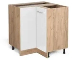 Vicco Eckunterschrank, Wei&szlig; Hochglanz, Honigeiche, Holzwerkstoff, 1 F&auml;cher,