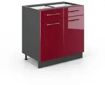 Vicco K&uuml;chenunterschrank, Bordeaux, Anthrazit, Holzwerkstoff, 3 F&auml;cher, 2