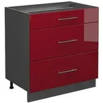 Vicco K&uuml;chenunterschrank, Bordeaux, Anthrazit, Holzwerkstoff, 3 F&auml;cher, 3