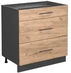 Vicco K&uuml;chenunterschrank, Honigeiche, Anthrazit, Holzwerkstoff, 3 F&auml;cher, 3