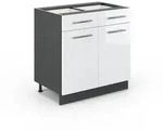 Vicco K&uuml;chenunterschrank, Wei&szlig; Hochglanz, Anthrazit, Holzwerkstoff, 3...