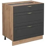 Vicco K&uuml;chenunterschrank, Anthrazit, Honigeiche, Holzwerkstoff, 3 F&auml;cher, 3