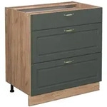 Vicco K&uuml;chenunterschrank, Gr&uuml;n, Honigeiche, Holzwerkstoff, 3 F&auml;cher, 3...