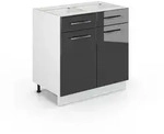 Vicco K&uuml;chenunterschrank, Schwarz Hochglanz, Wei&szlig;, Holzwerkstoff, 1 F&auml;cher, 2