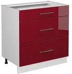 Vicco K&uuml;chenunterschrank, Bordeaux, Wei&szlig;, Holzwerkstoff, 3 F&auml;cher, 3...