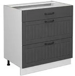 Vicco K&uuml;chenunterschrank, Dunkelgrau, Wei&szlig;, Holzwerkstoff, 3 F&auml;cher, 3...