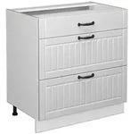 Vicco K&uuml;chenunterschrank, Wei&szlig;, Wei&szlig;, Holzwerkstoff, 3 F&auml;cher, 3 Schubladen,