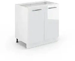 Vicco Sp&uuml;lenunterschrank, Wei&szlig; Hochglanz, Wei&szlig;, Holzwerkstoff, 2 F&auml;cher,