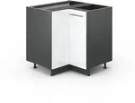Vicco Eckunterschrank, Wei&szlig; Hochglanz, Anthrazit, Holzwerkstoff, 1 F&auml;cher,