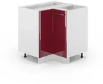 Vicco Eckunterschrank, Bordeaux, Wei&szlig;, Holzwerkstoff, 1 F&auml;cher, Formgebogen,