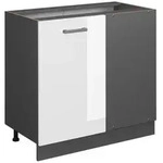 Vicco Eckunterschrank, Wei&szlig; Hochglanz, Anthrazit, Holzwerkstoff, 1 F&auml;cher,