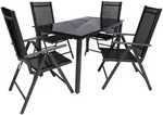 Gardenson Gartengarnitur, Schwarz, Metall, 5-teilig, Stuhl klappbar, Gartenm&ouml;bel,