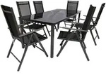 Gardenson Gartengarnitur, Schwarz, Metall, 7-teilig, Stuhl klappbar, Gartenm&ouml;bel,
