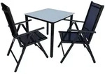 Gardenson Gartentischgruppe, Anthrazit, Metall, Glas, Textil, quadratisch, A-Form,