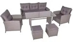 Gardenson Gartentischgruppe, Schwarz, Dunkelgrau, Metall, Kunststoff, Glas,