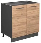 Vicco Sp&uuml;lenunterschrank, Honigeiche, Anthrazit, Holzwerkstoff, 2 F&auml;cher, 1