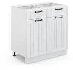 Vicco K&uuml;chenunterschrank, Wei&szlig;, Wei&szlig;, Holzwerkstoff, 3 F&auml;cher, 2 Schubladen,