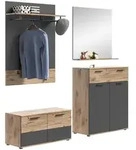 Mid.you Garderobe, Glas, Holzwerkstoff, 4-teilig, 195x200x38 cm, FSC Mix, Garderobe,