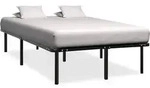 vidaXL Bettgestell, Schwarz, Metall, Pappel,Pappel, Hartholz, Rechteckig, 160x200 cm,