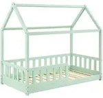 Juskys Kinderbett, Mintgr&uuml;n, Holz, 80x160 cm, Kinder- & Jugendzimmer, Kinderm&ouml;bel,