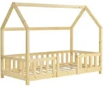 [en.casa] Hausbett, Natur, Holz, Kiefer, 80x160 cm, Kinder- & Jugendzimmer,