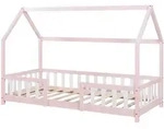 [en.casa] Hausbett, Pink, Wei&szlig;, Textil, Kiefer, 90x200 cm, Kinder- & Jugendzimmer,