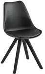 Carryhome Stuhl, Schwarz, Holz, Textil, Kautschukholz, massiv, eckig, 48x85x55 cm,