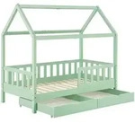 Juskys Kinderbett, Mintgr&uuml;n, Holz, 90x200 cm, Kinder- & Jugendzimmer, Kinderm&ouml;bel,