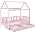 Juskys Kinderbett, Rosa, Holz, 90x200 cm, Kinder- & Jugendzimmer, Kinderm&ouml;bel,
