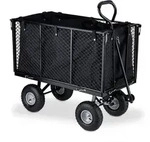 Relaxdays Gartenwagen, Schwarz, Metall, Kunststoff, 51x83x110 cm, Gartenzubeh&ouml;r,