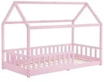 Juskys Kinderbett, Rosa, Holz, 90x200 cm, Kinder- & Jugendzimmer, Kinderm&ouml;bel,