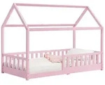Juskys Kinderbett, Rosa, Holz, 90x200 cm, Kinder- & Jugendzimmer, Kinderm&ouml;bel,