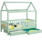 Juskys Kinderbett, Mintgr&uuml;n, Holz, 90x200 cm, Kinder- & Jugendzimmer,...