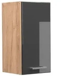 Vicco H&auml;ngeschrank, Schwarz Hochglanz, Honigeiche, Holzwerkstoff, 1 F&auml;cher,