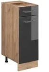 Vicco K&uuml;chenunterschrank, Schwarz Hochglanz, Honigeiche, Holzwerkstoff, 1...