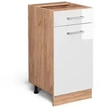 Vicco K&uuml;chenunterschrank, Wei&szlig; Hochglanz, Honigeiche, Holzwerkstoff, 1...