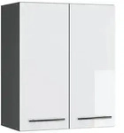Vicco H&auml;ngeschrank, Wei&szlig; Hochglanz, Anthrazit, Holzwerkstoff, 2 F&auml;cher,