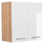 Vicco H&auml;ngeschrank, Wei&szlig; Hochglanz, Honigeiche, Holzwerkstoff, 1 F&auml;cher,