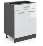 Vicco K&uuml;chenunterschrank, Wei&szlig; Hochglanz, Anthrazit, Holzwerkstoff, 1...