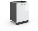 Vicco K&uuml;chenunterschrank, Wei&szlig; Hochglanz, Anthrazit, Holzwerkstoff, 2 F&auml;cher,